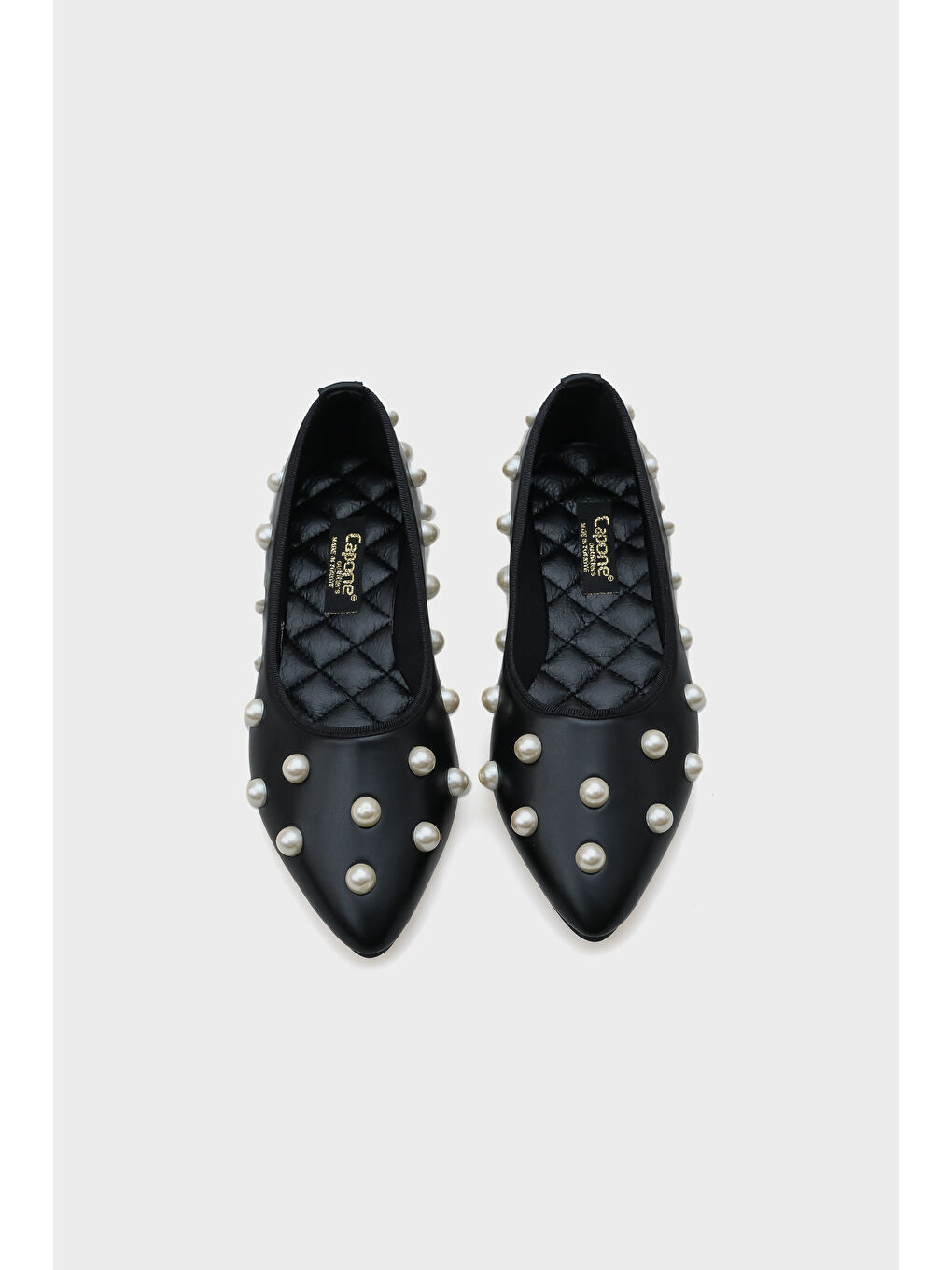 Siyah Alice İnci Aksesuarlı Sivri Burunlu Babet-5