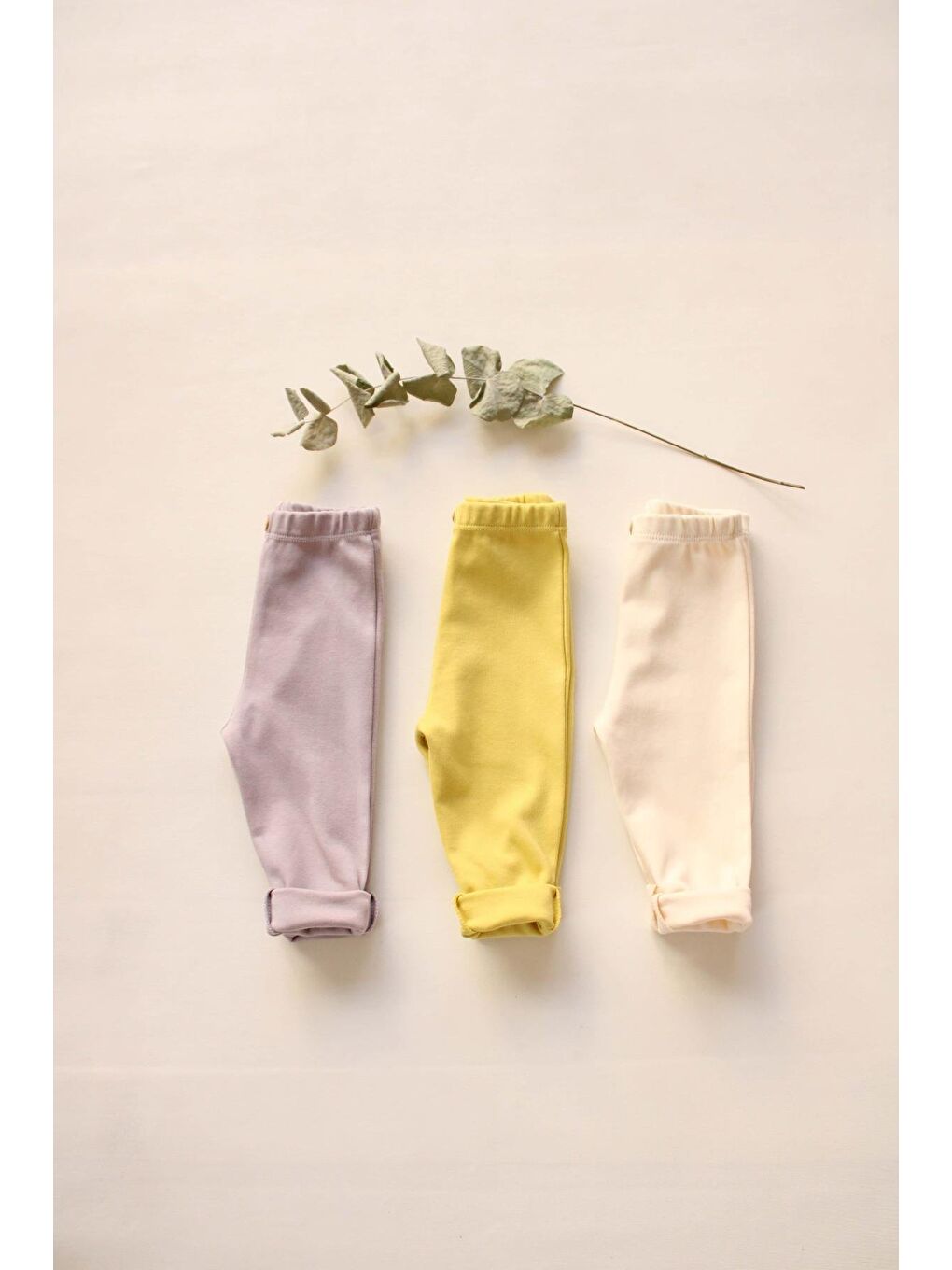 Ekru 3Lü Penye Bebek Tayt Model 5-3