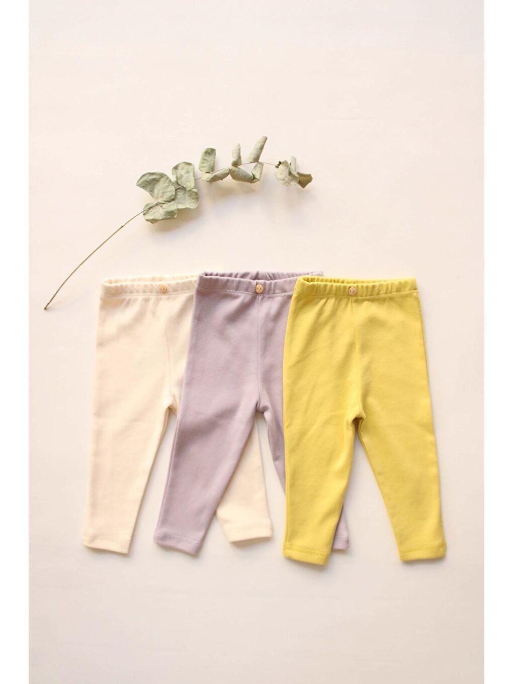 Ekru 3Lü Penye Bebek Tayt Model 5-4