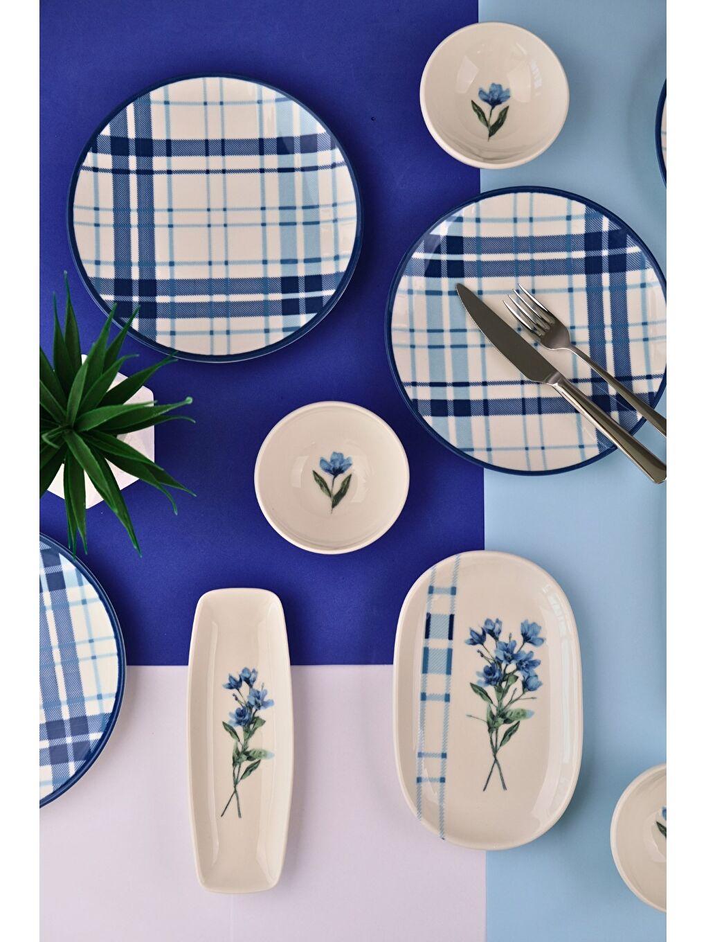 Mavi Porselen Silvia Kahvaltı ve İkram Takımı 6 Kişilik 14 Parça TVL14KAHPRS1213-2