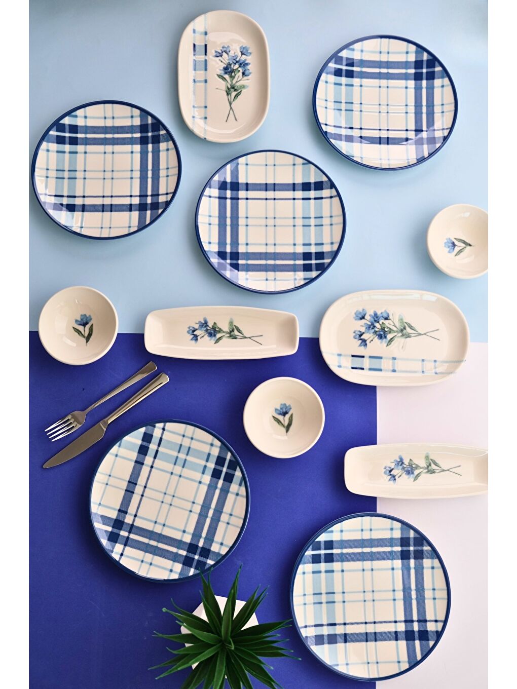 Mavi Porselen Silvia Kahvaltı ve İkram Takımı 6 Kişilik 14 Parça TVL14KAHPRS1213-3