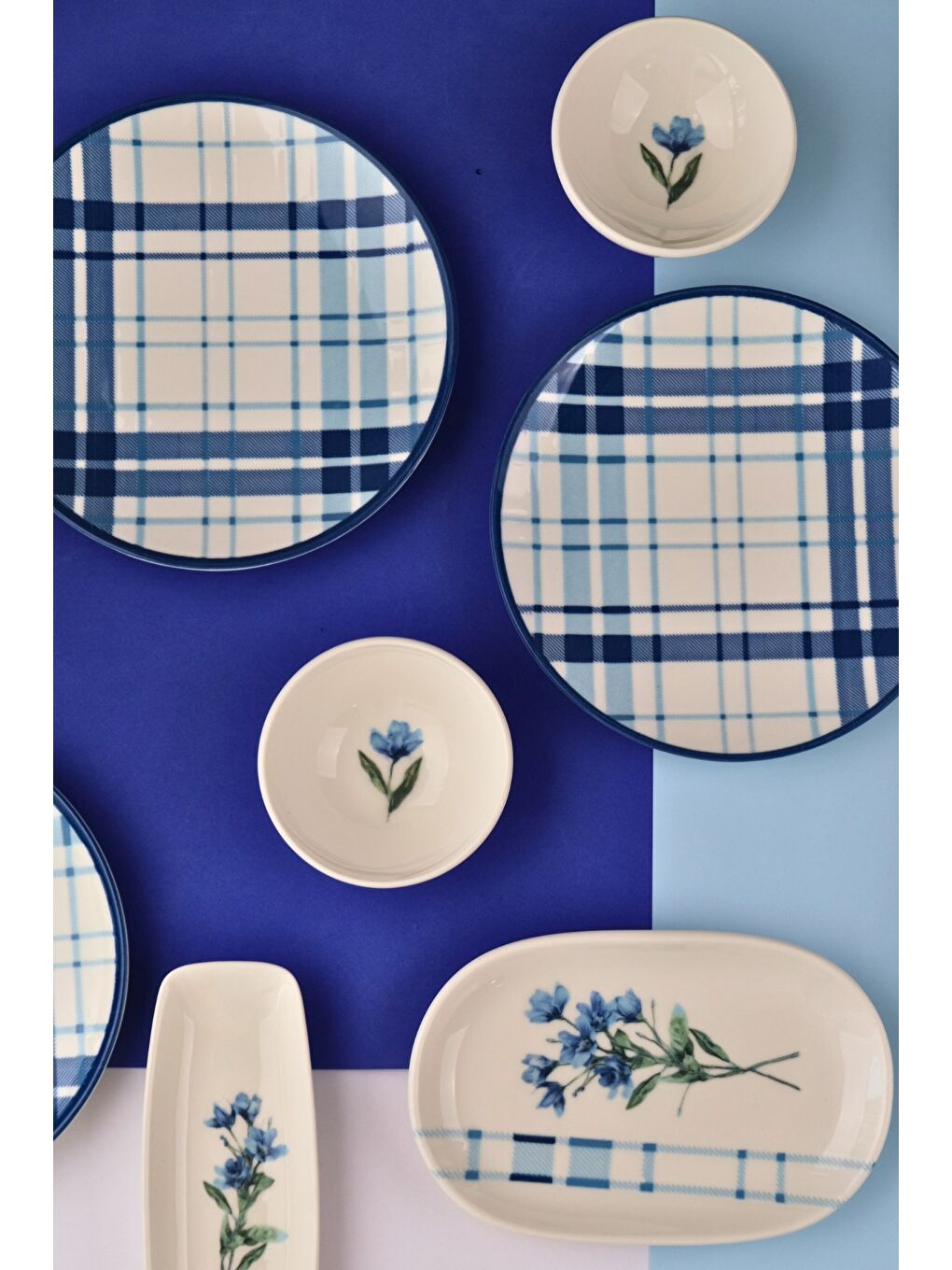 Mavi Porselen Silvia Kahvaltı ve İkram Takımı 6 Kişilik 14 Parça TVL14KAHPRS1213-6