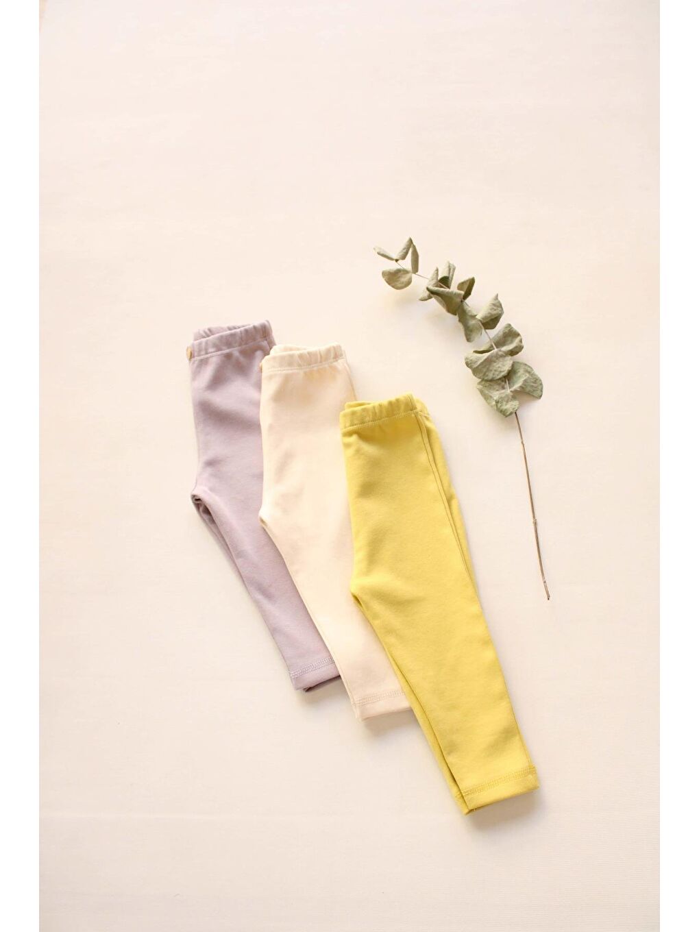 Ekru 3Lü Penye Bebek Tayt Model 5-6