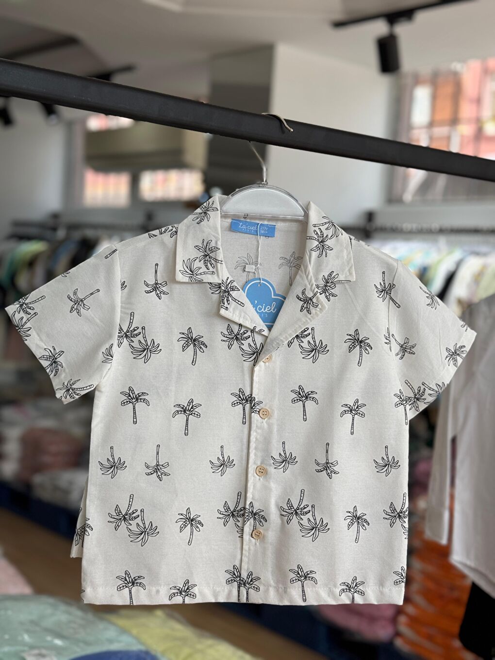 Karışık Erkek Çocuk Keten İki Parçalı Takım - 2-9 Yaş, Palmiye Desenli, Yazlık Kısa Kollu Gömlek & Şort-2