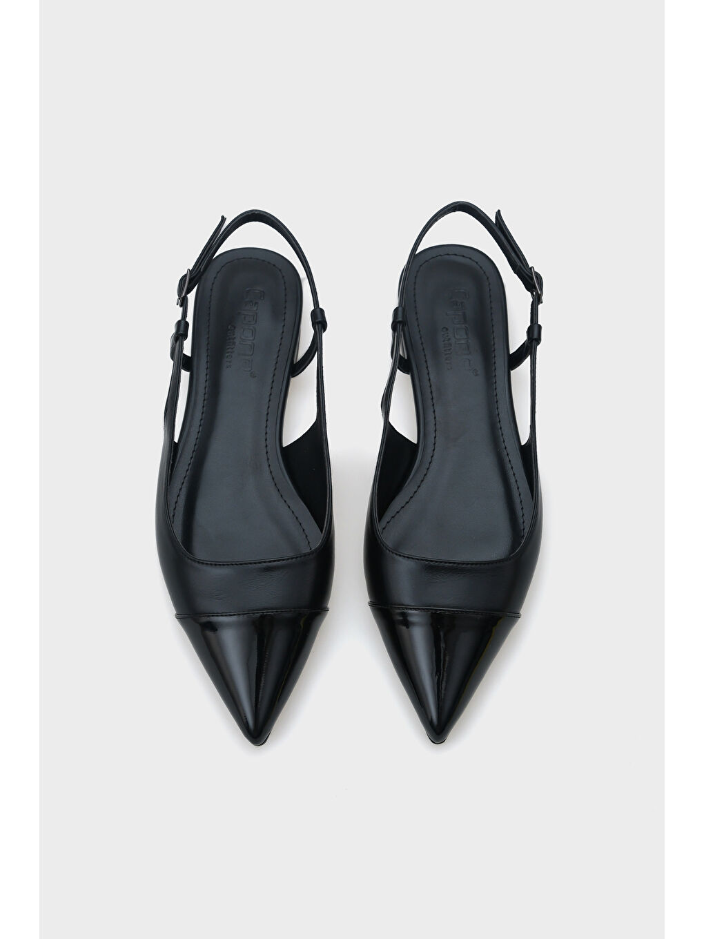 Siyah Anita Sivri Burunlu Arkası Açık Kadın Babet-5