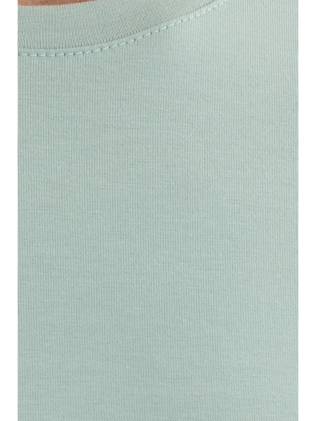 Erkek Slim Fit Dar Kesim Pamuklu Yumuşak Doku Elastanlı Esnek Kumaş Yeşil Bisiklet Yaka Tişört-5