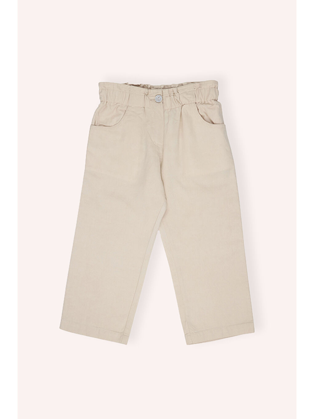 Kız Çocuk Düğmeli Pantolon Bej