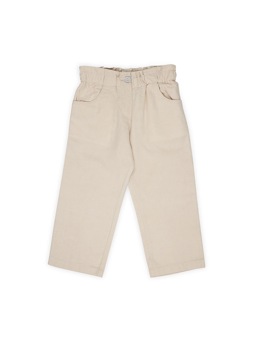 Kız Çocuk Düğmeli Pantolon Bej-1