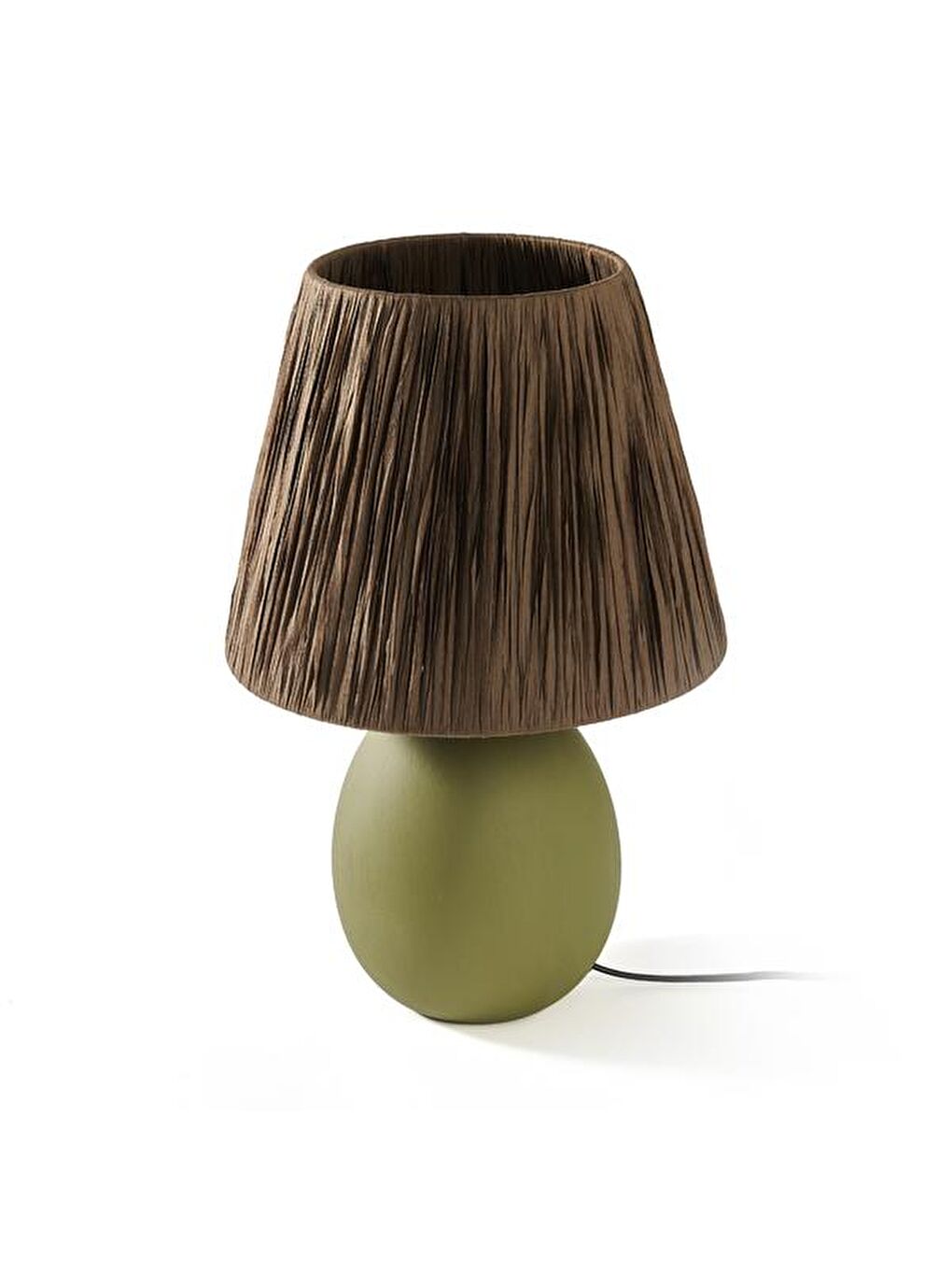 Rond Seramik Abajur - Yeşil / Kahverengi - 37x24x24 cm-1