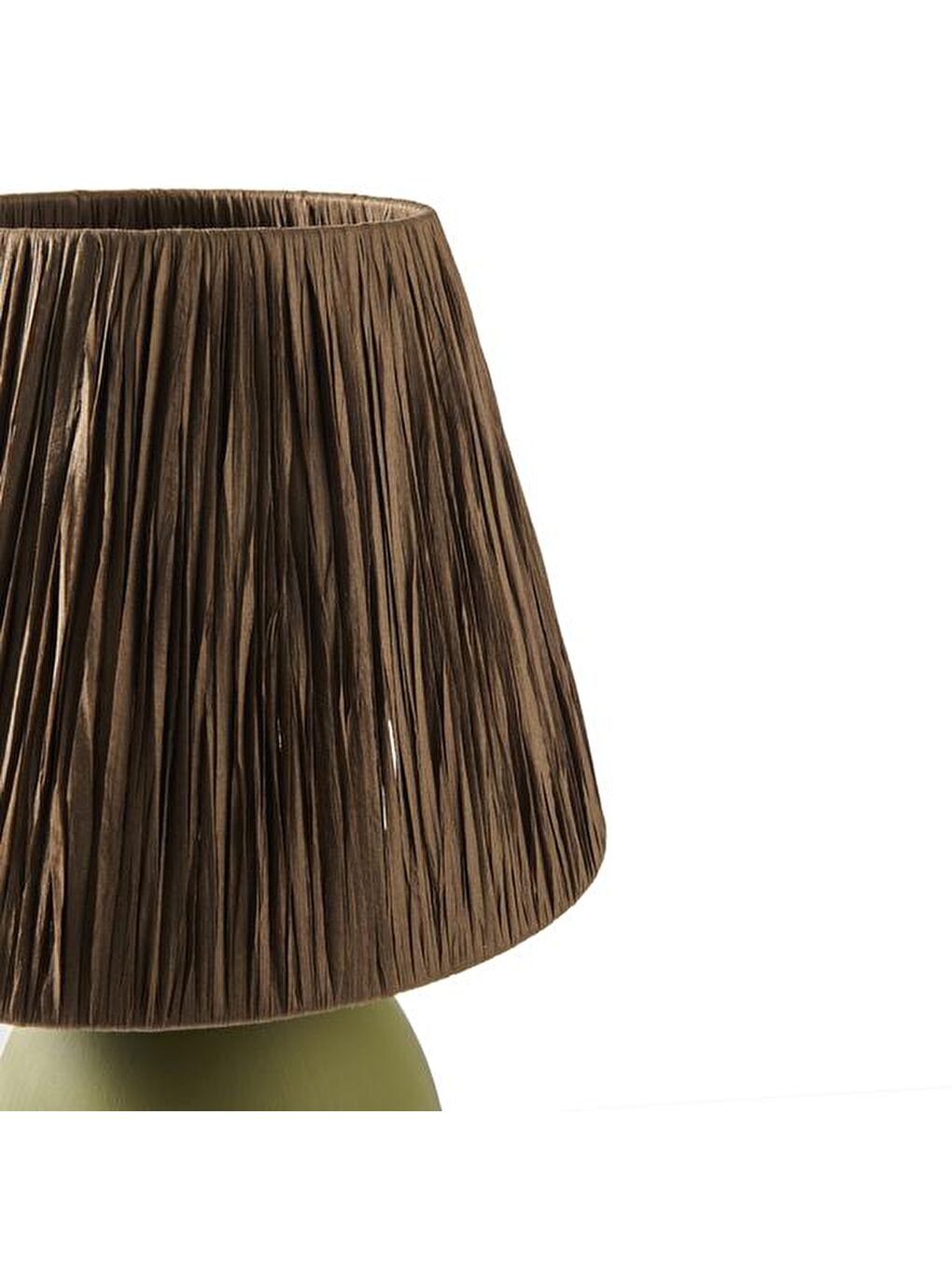 Rond Seramik Abajur - Yeşil / Kahverengi - 37x24x24 cm-2