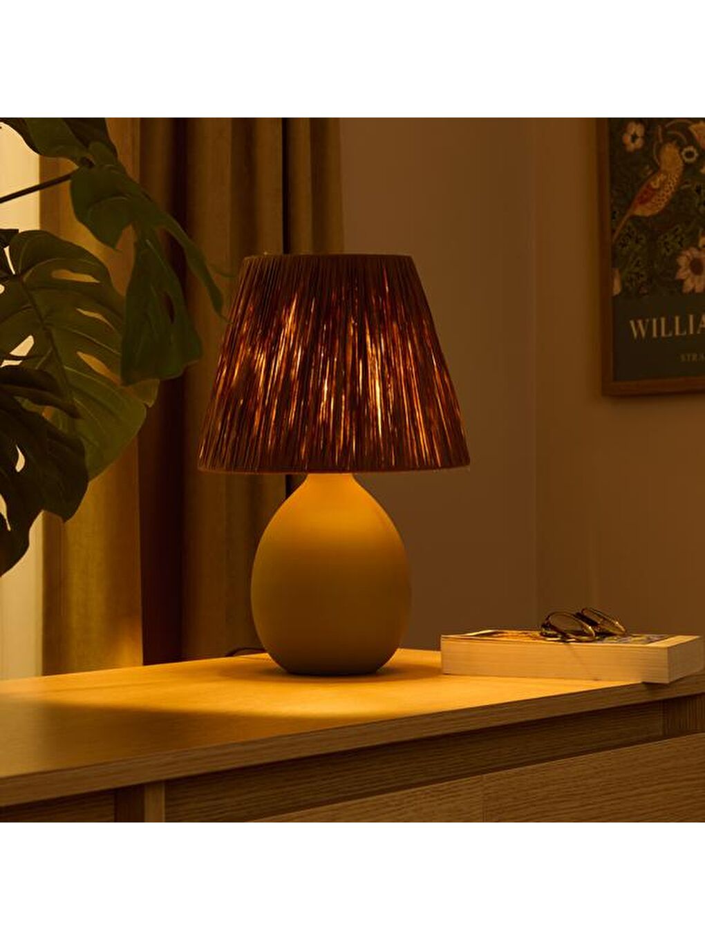 Rond Seramik Abajur - Yeşil / Kahverengi - 37x24x24 cm-4