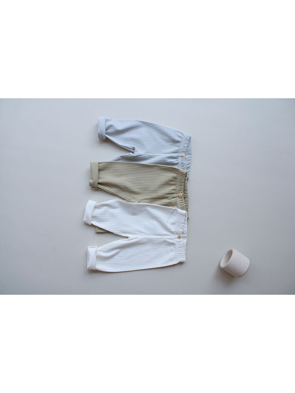 Bej 3Lü Bebek Fitilli Unisex Tayt Model 5