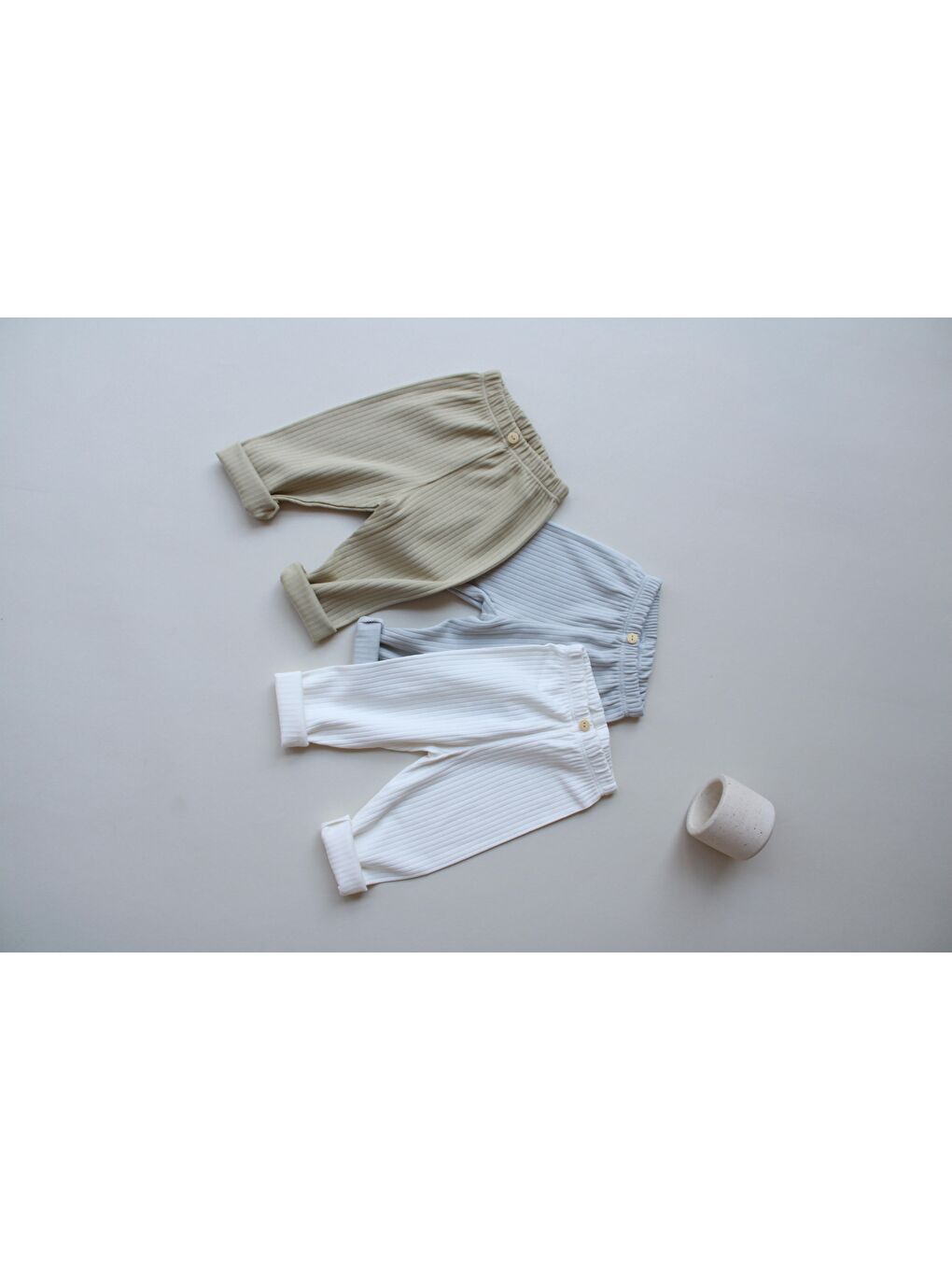 Bej 3Lü Bebek Fitilli Unisex Tayt Model 5-1