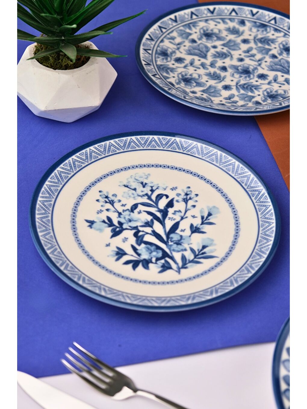 Mavi Porselen Blue Heaven Pasta Takımı 20cm 4 Kişilik 4 Parça TVL4PTPRS1194-3