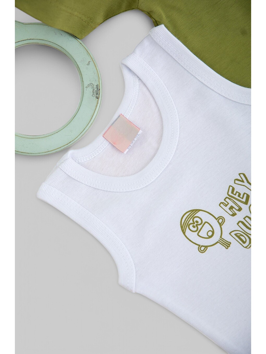 Haki Erkek Bebek 3 Parça Yazlık Çıtçıtlı Bodyli Baskılı İnterlok Takımı-6