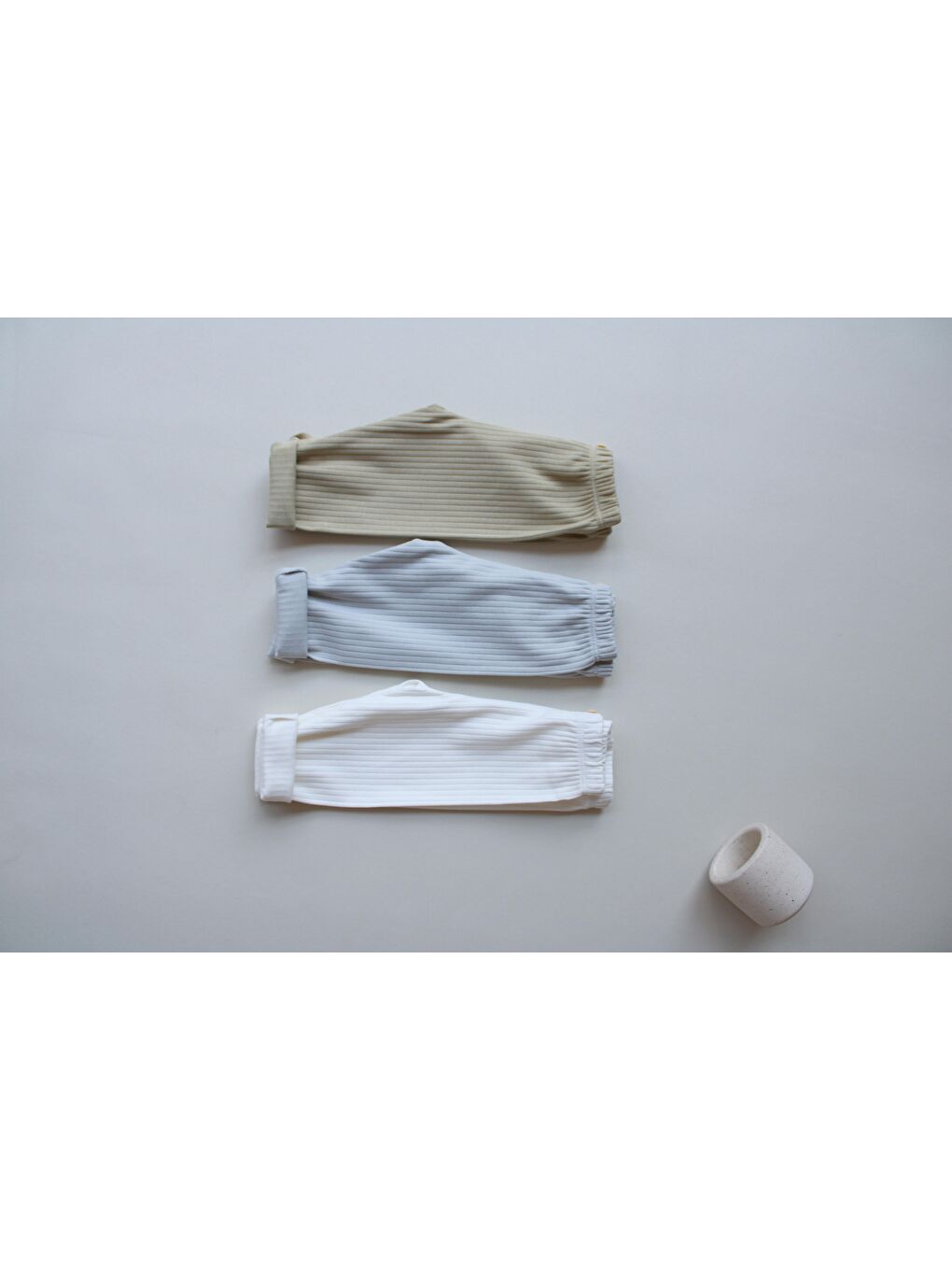 Bej 3Lü Bebek Fitilli Unisex Tayt Model 5-3