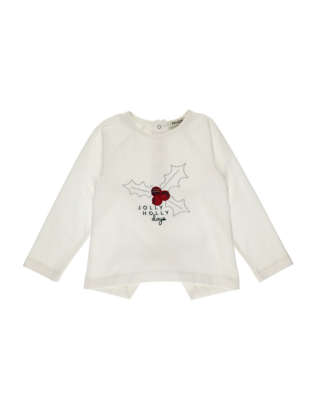 Ekru Kız Çocuk Nakış Detaylı Uzun Kollu Tişört