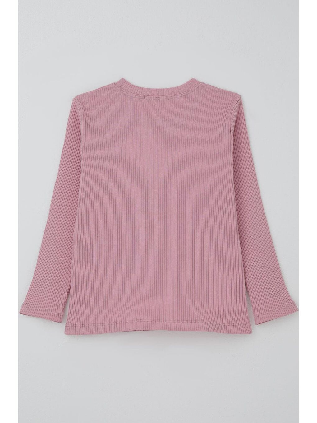 Pembe Kız Çocuk Uzun Kollu Tişört Vintage Dantel Fiyonk Aplikeli Gülkurusu (5-10 Yaş)-1