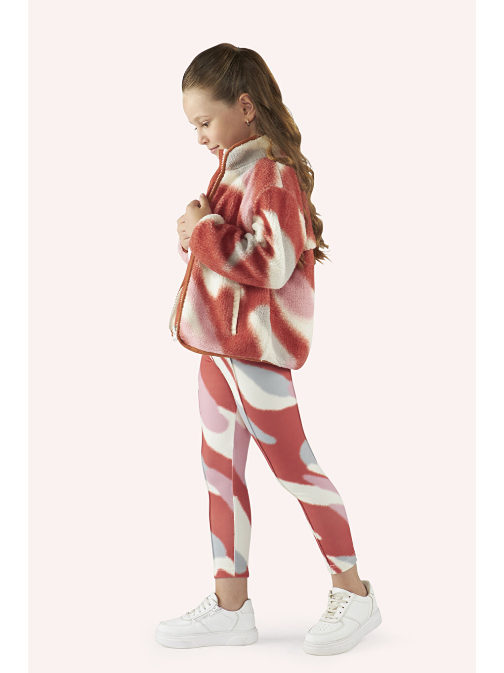 Ekru Kız Çocuk Baskı Detaylı Tişört-5