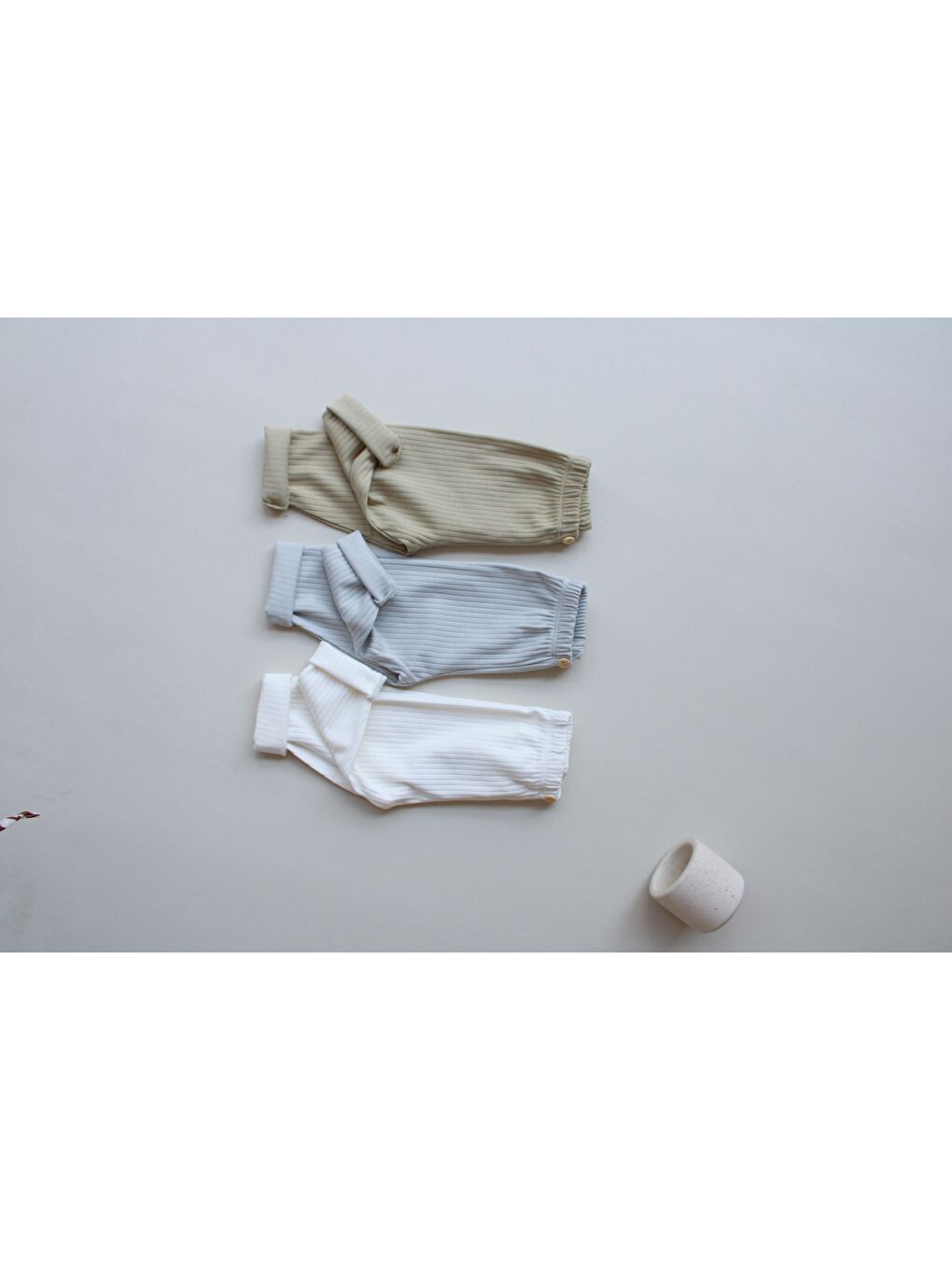 Bej 3Lü Bebek Fitilli Unisex Tayt Model 5-5