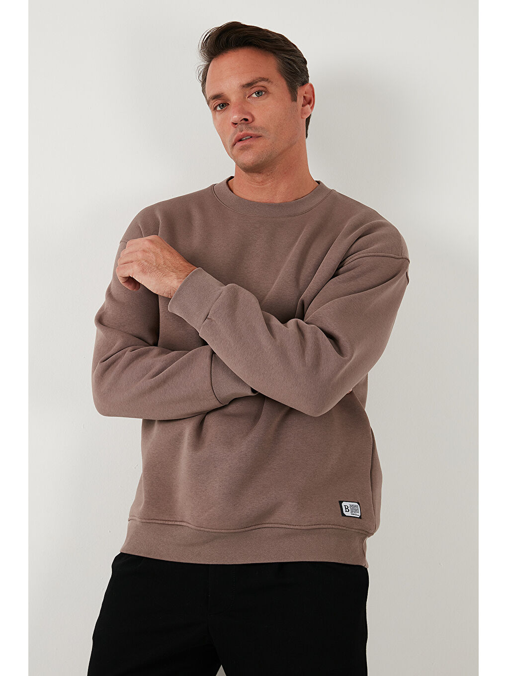 Buratti Koyu Kahverengi Regular Fit Bisiklet Yaka Pamuklu İçi Tüylü Yumuşak Şardonlu Erkek Sweatshirt  5905255 - 4