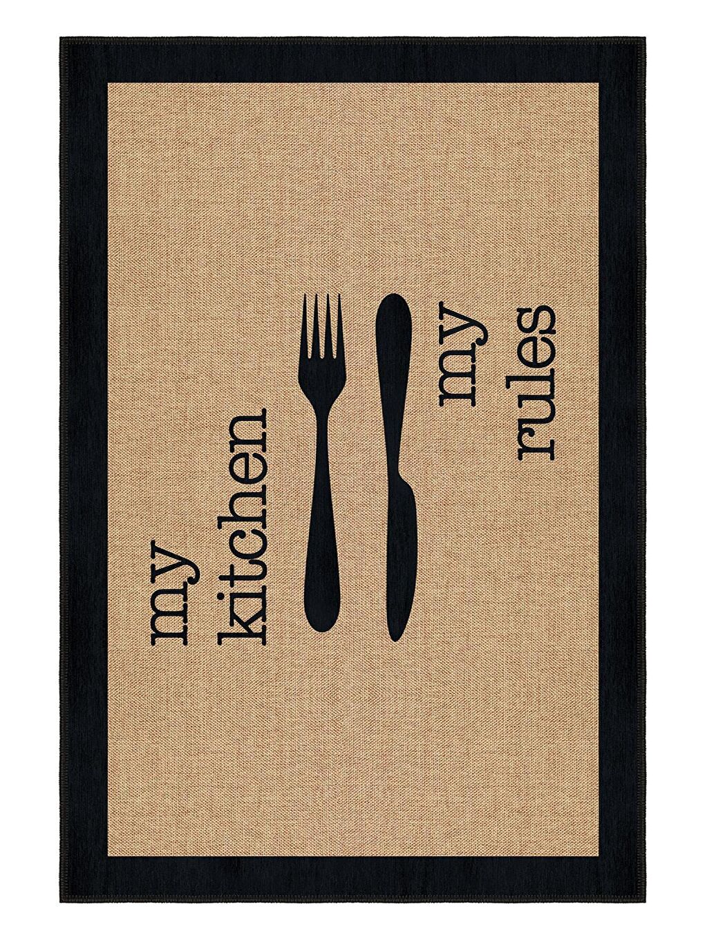 Kahverengi Premium Kalite, Pamuk ve Kaydırmaz Taban, Yıkanabilir, Mutfak Halısı  180 x 280 cm-3