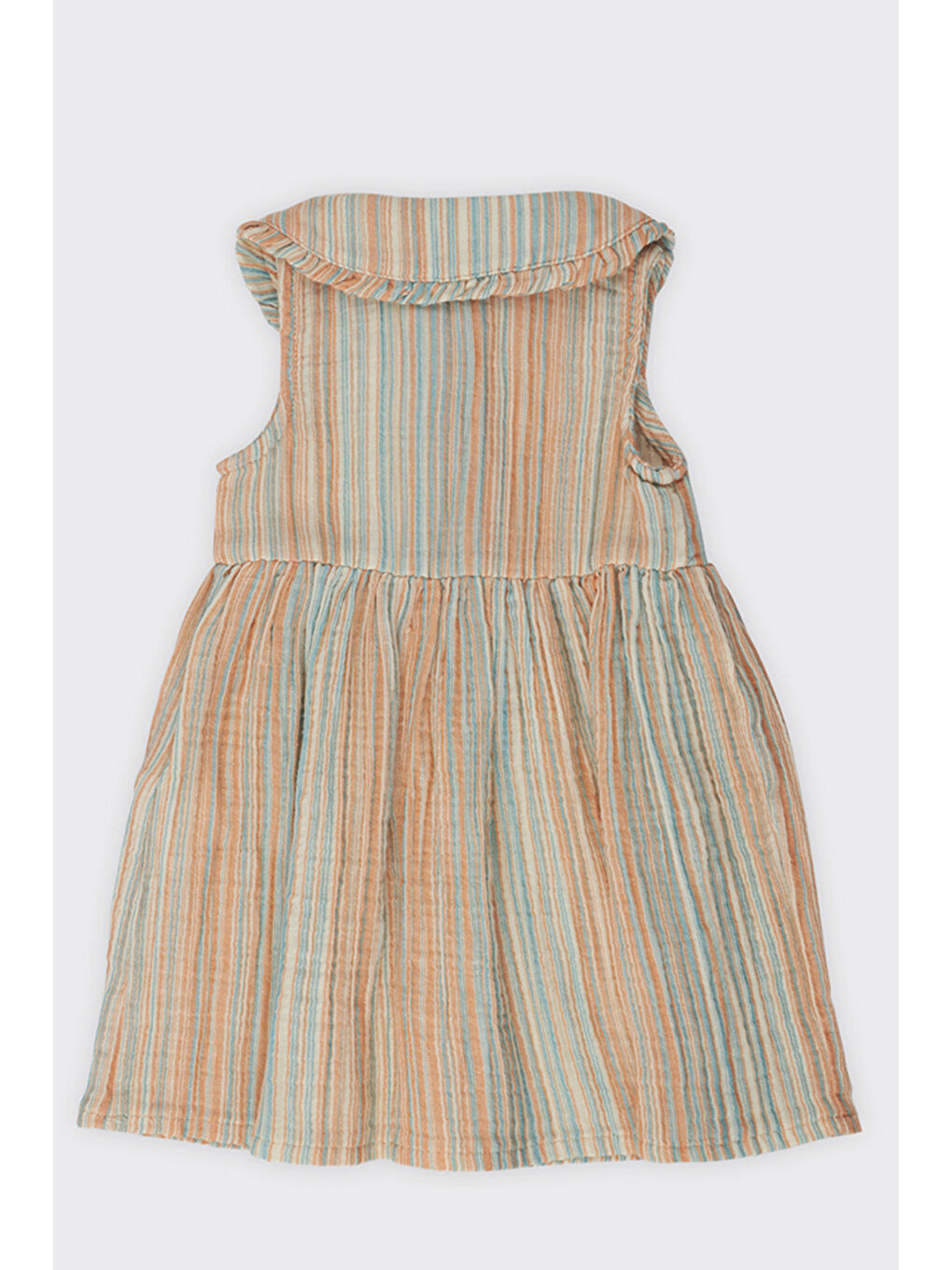 Turuncu Kız Bebek Çizgi Desenli Oranj Elbise-1