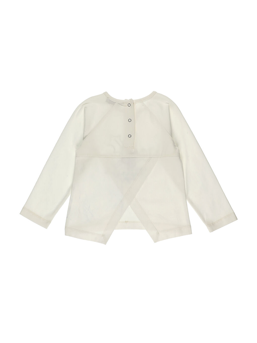 Ekru Kız Çocuk Nakış Detaylı Uzun Kollu Tişört-4