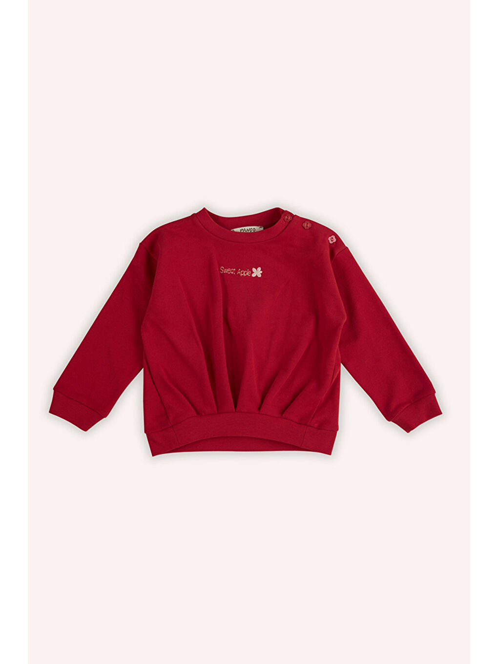 Panço Kırmızı Kız Çocuk Nakış Detaylı Sweatshirt - 1