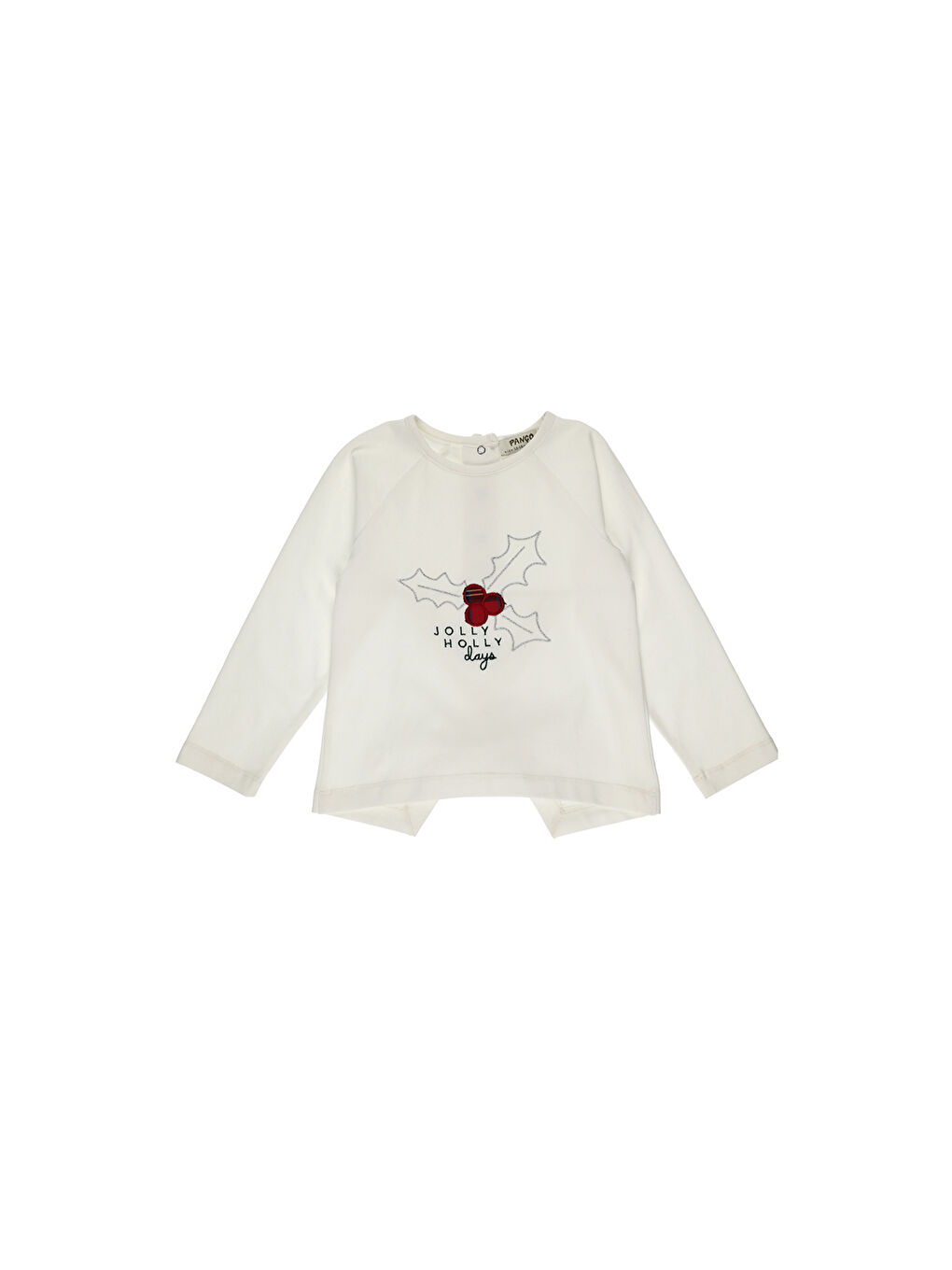 Ekru Kız Çocuk Nakış Detaylı Uzun Kollu Tişört-5