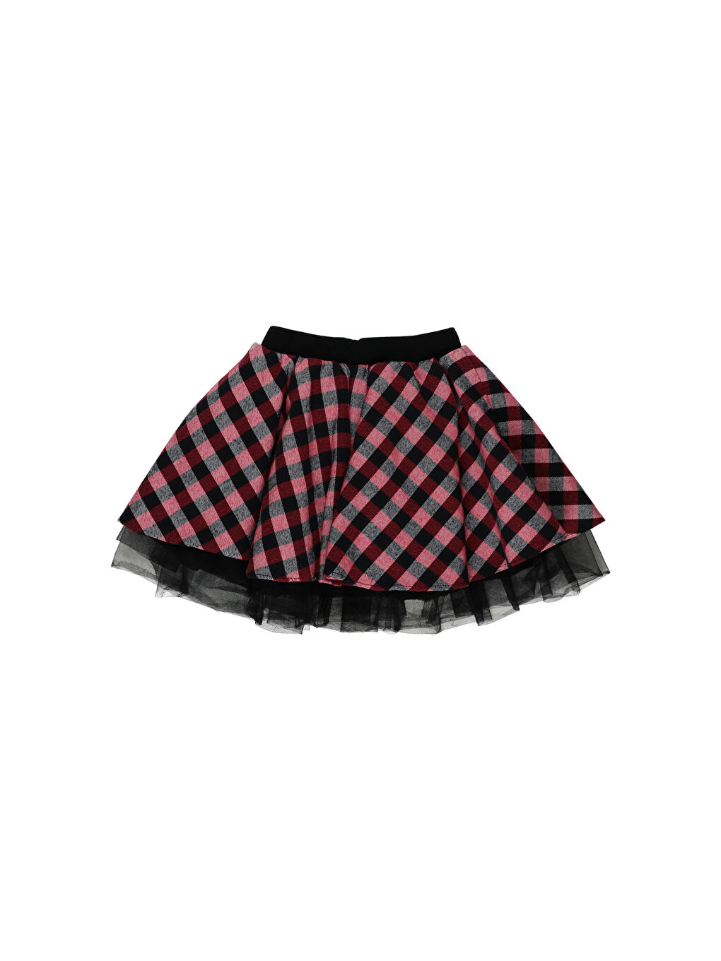 Kırmızı Kız Çocuk Ekose Desenli Etek-2