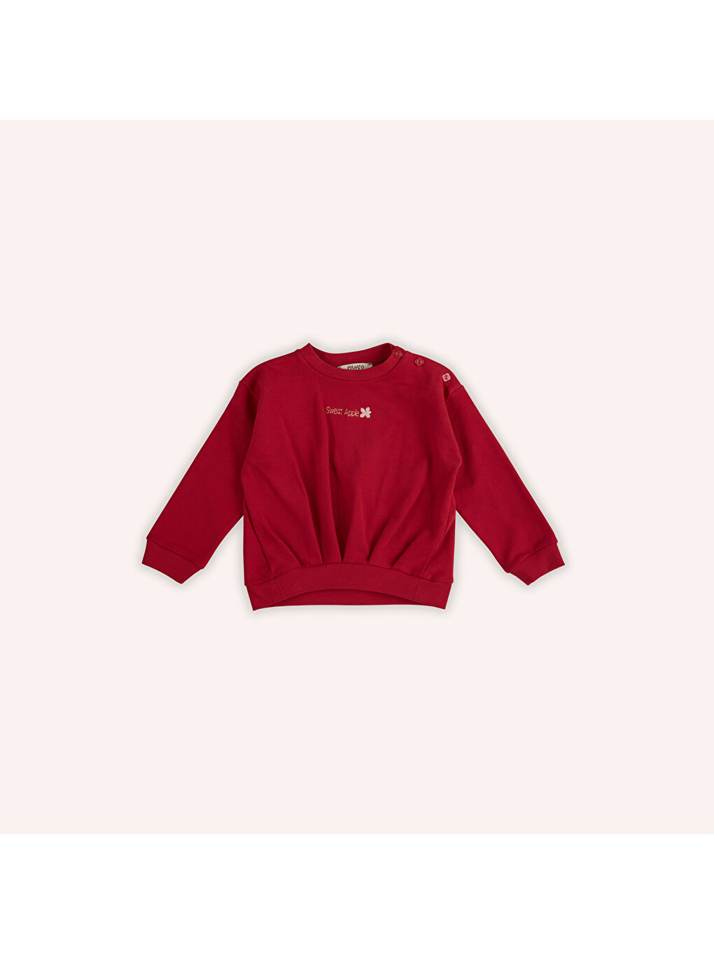 Panço Kırmızı Kız Çocuk Nakış Detaylı Sweatshirt - 3