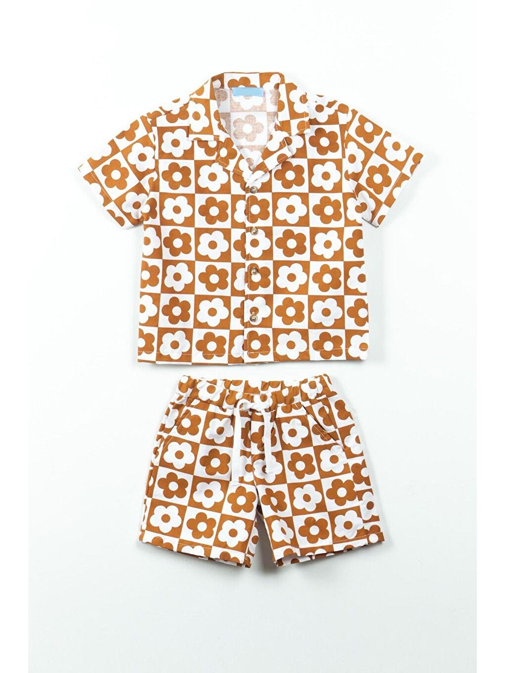 Lacivert Kız Çocuk Pamuklu Çiçek Baskılı Altüst Takım