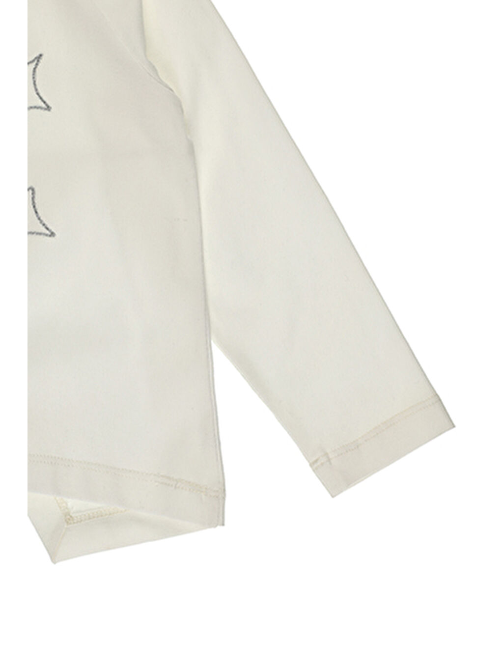 Ekru Kız Çocuk Nakış Detaylı Uzun Kollu Tişört-8