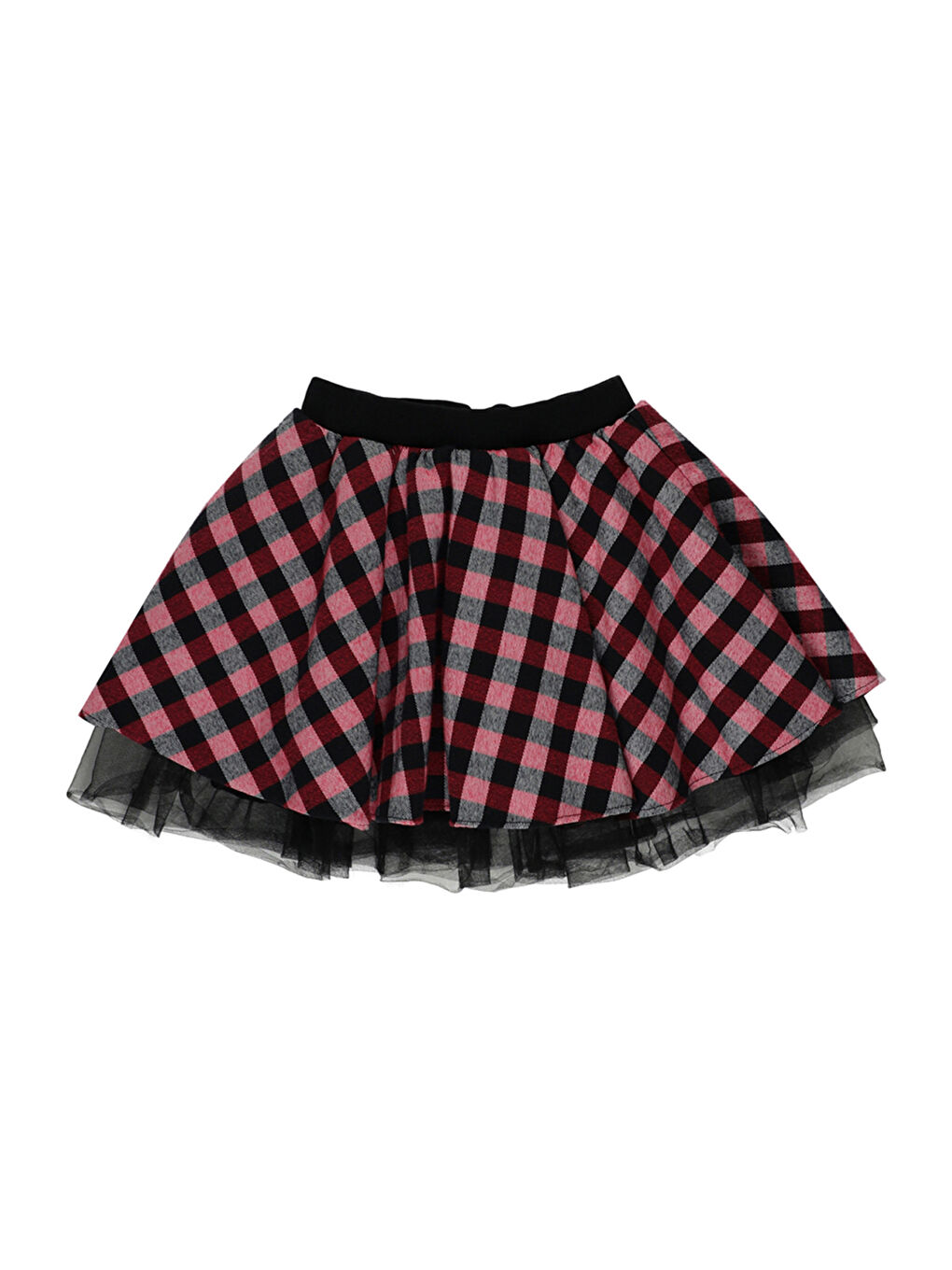 Kırmızı Kız Çocuk Ekose Desenli Etek-7