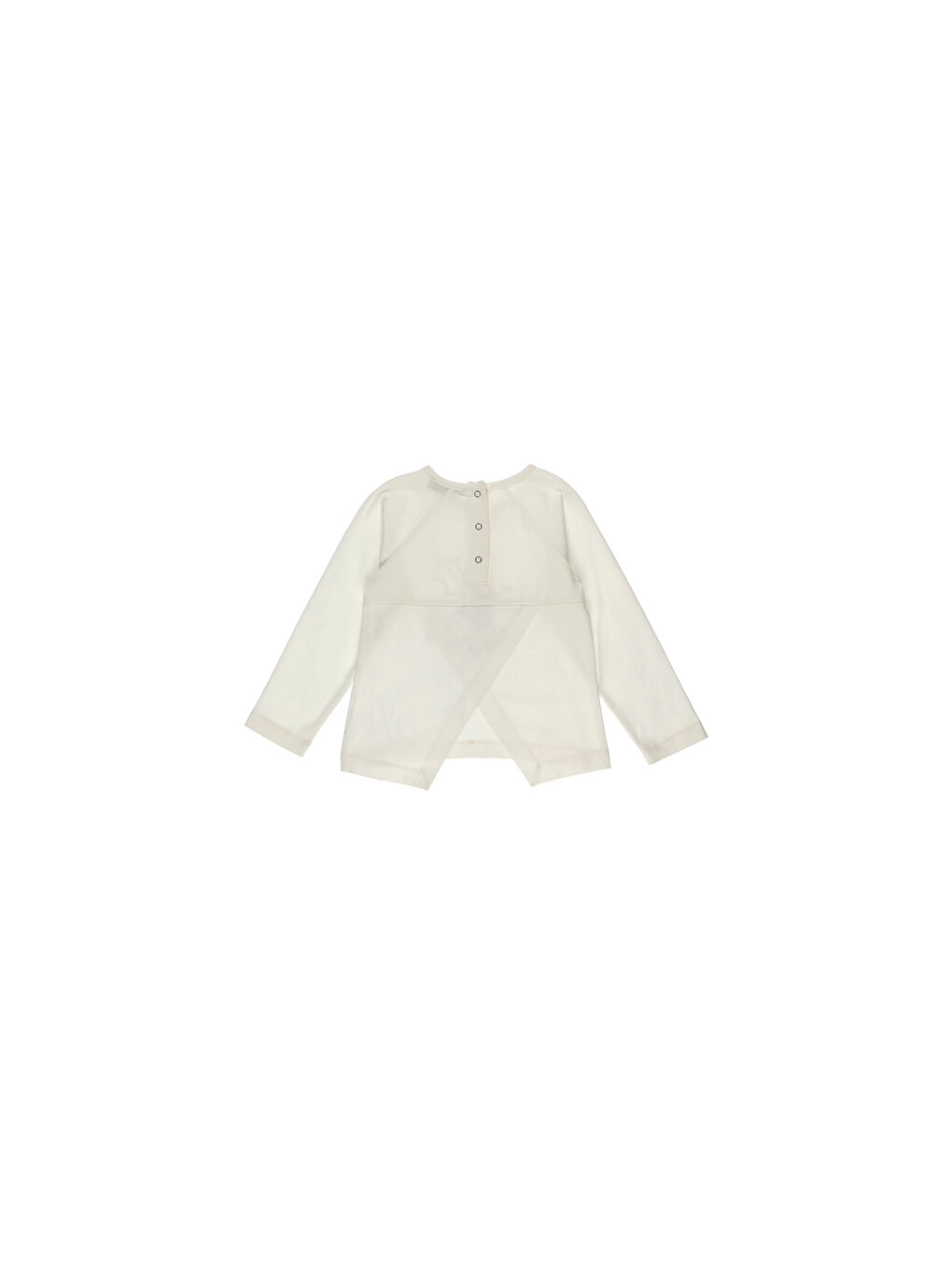 Ekru Kız Çocuk Nakış Detaylı Uzun Kollu Tişört-9