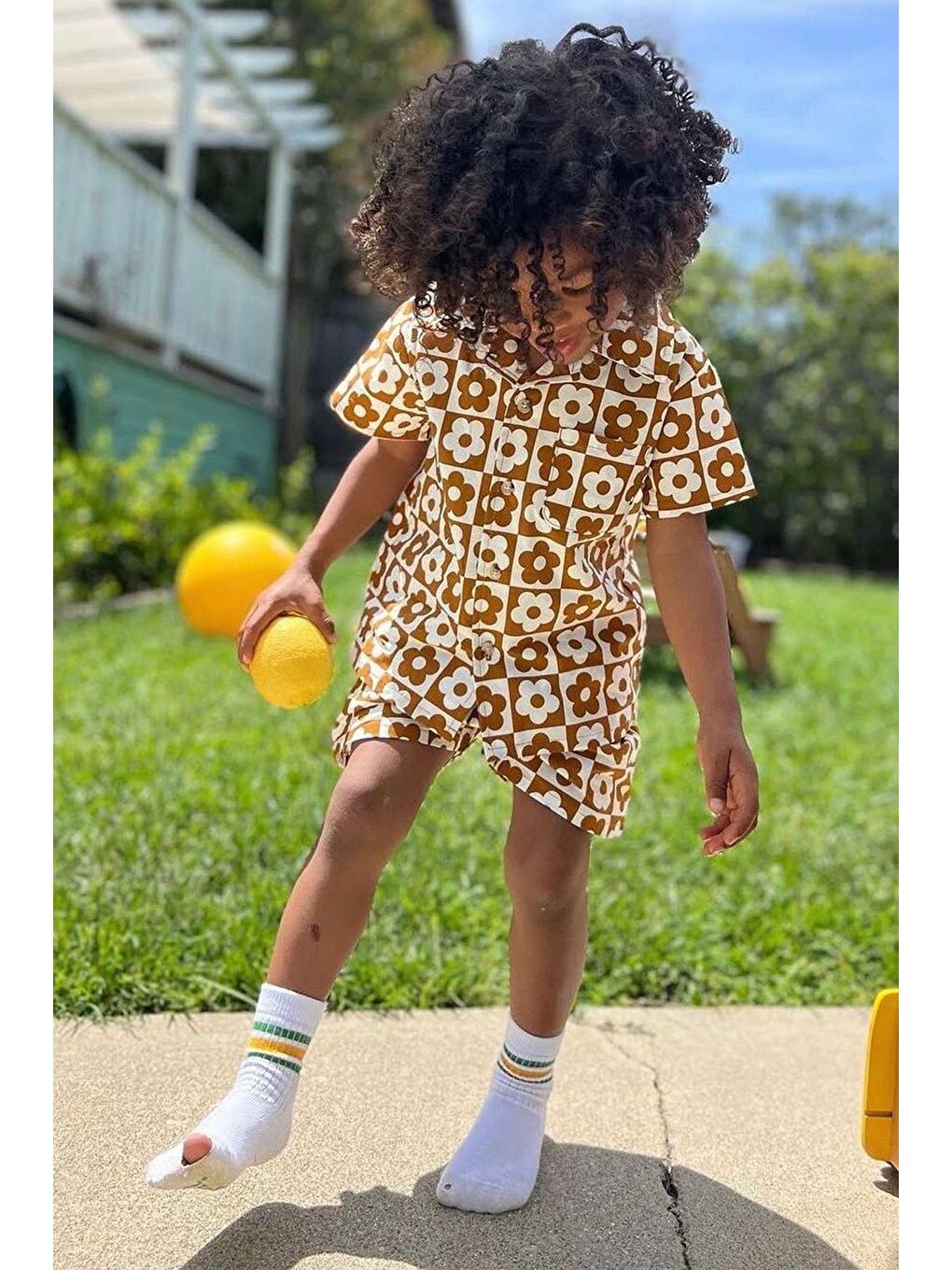 Lacivert Kız Çocuk Pamuklu Çiçek Baskılı Altüst Takım-1