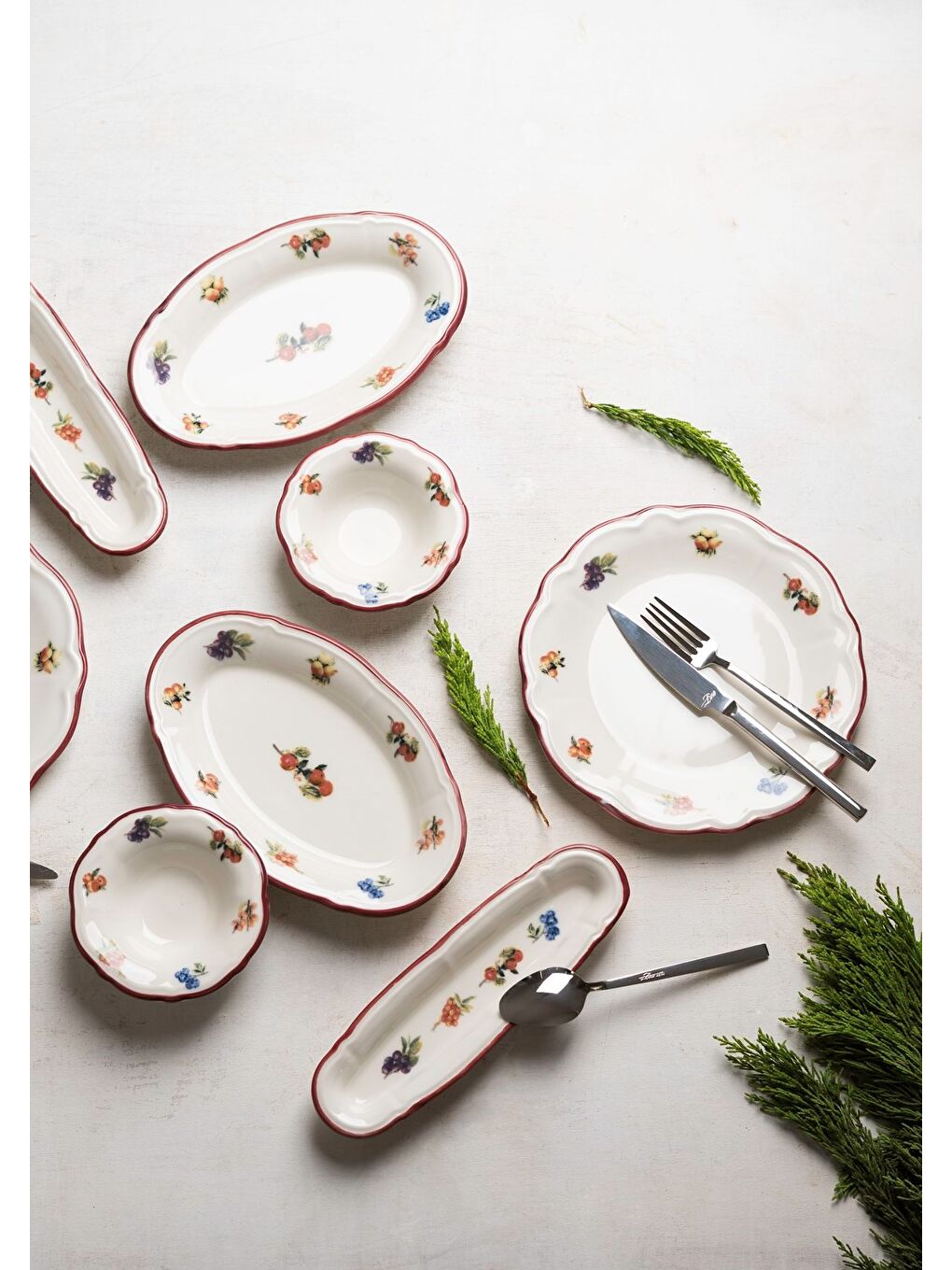 Turuncu Porselen Rustik Grace Kahvaltı ve İkram Takımı 6 Kişilik 14 Parça-2