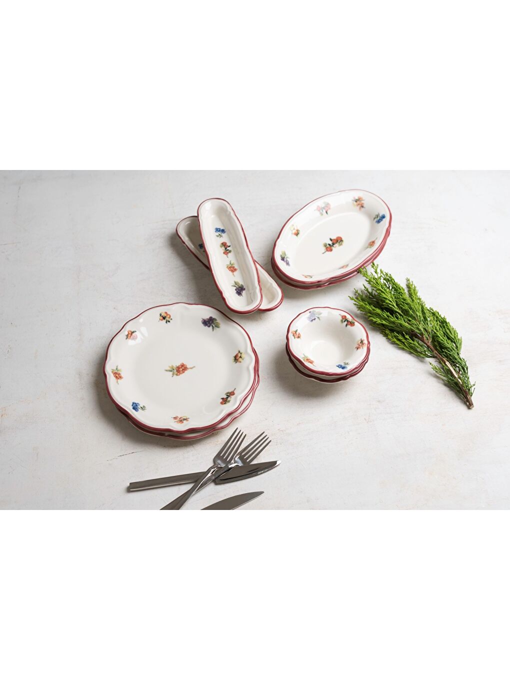 Turuncu Porselen Rustik Grace Kahvaltı ve İkram Takımı 6 Kişilik 14 Parça-4