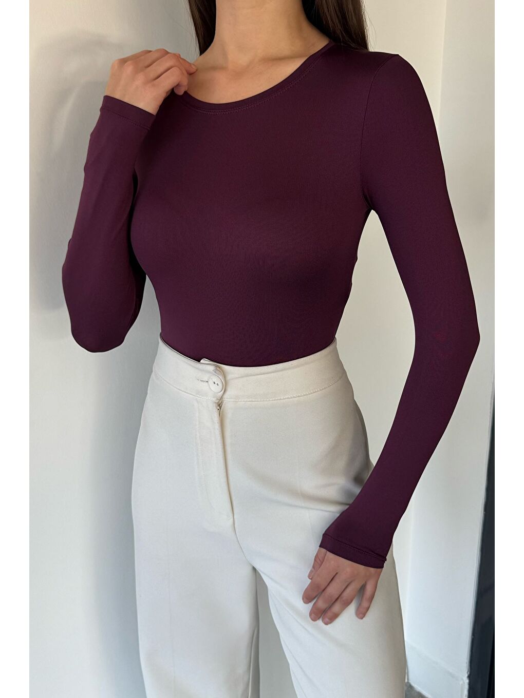 Mürdüm Kadın Bisiklet Yaka Çıtçıtlı Bodysuit-2