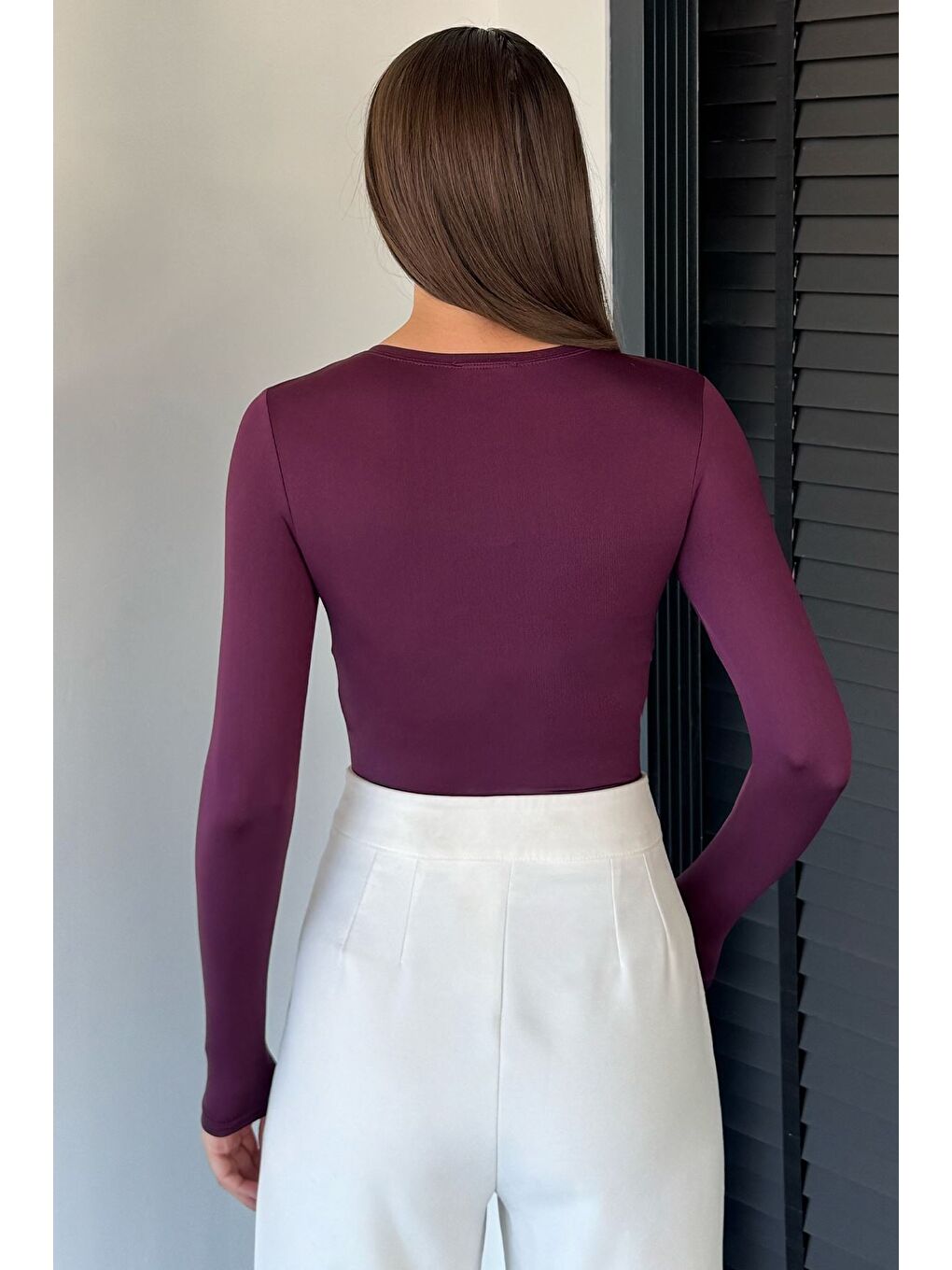 Mürdüm Kadın Bisiklet Yaka Çıtçıtlı Bodysuit-6