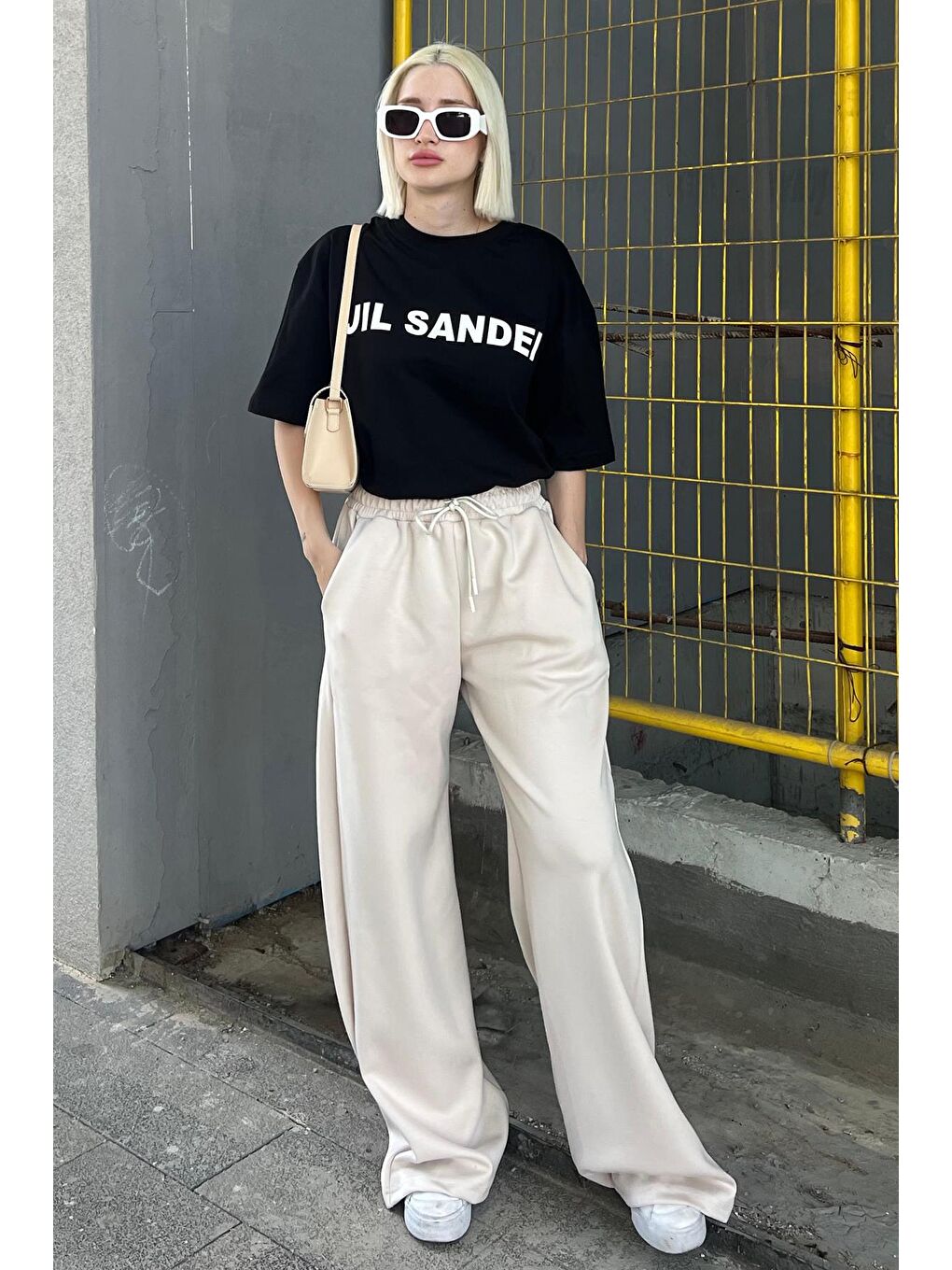 Siyah Oversize Baskılı Bisiklet Yaka Kısa Kollu Tişört Mg2126-2