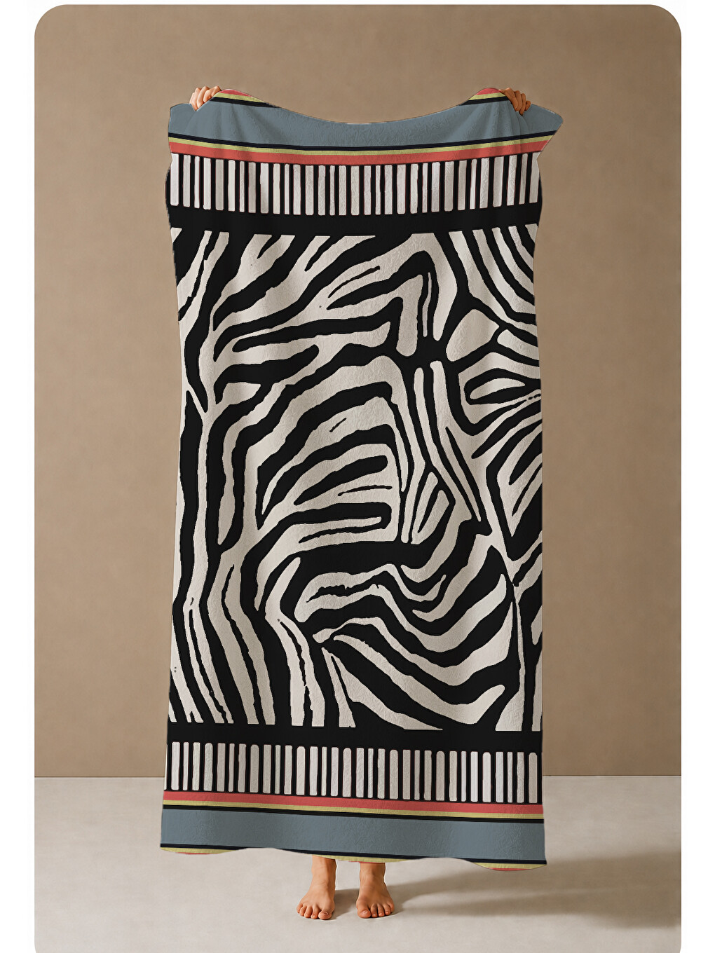 Siyah Beyaz Zebra Desenli 70x150 Cm Dijital Baskılı Plaj Ve Banyo Havlusu-3