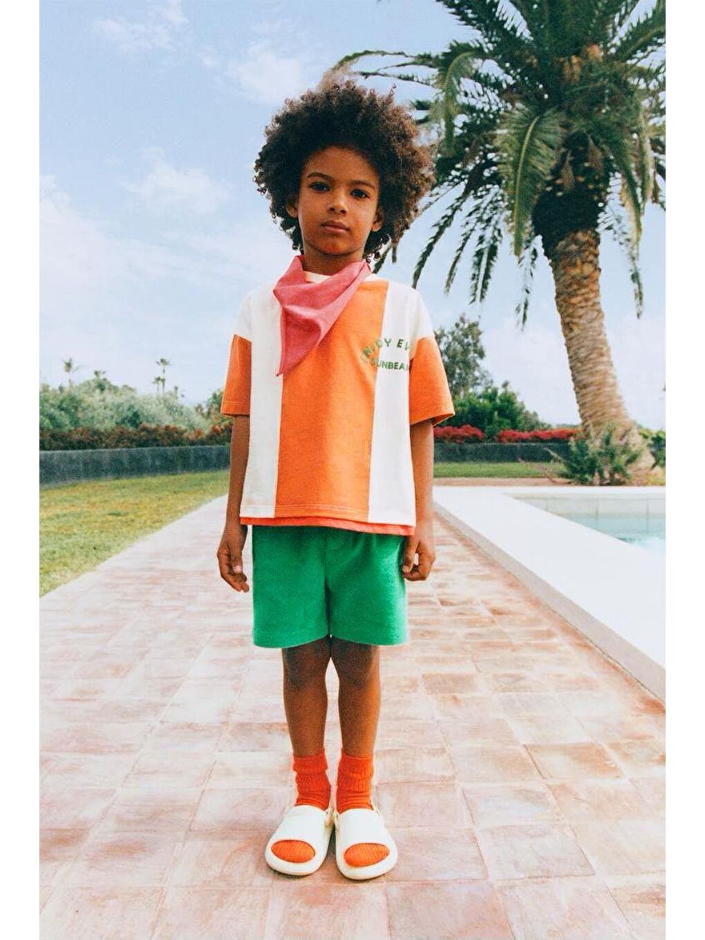 Karışık Erkek Çocuk Pamuklu Yeşil Turuncu Sloganlı T-Shirt Ve Şort Takım – Sunbeam Yazısı Detaylı