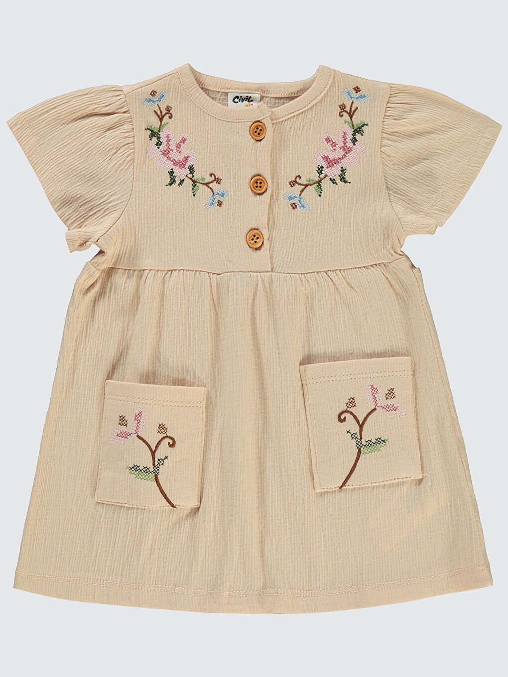 Civil Baby Kız Bebek Elbise 6-18 Ay Bej