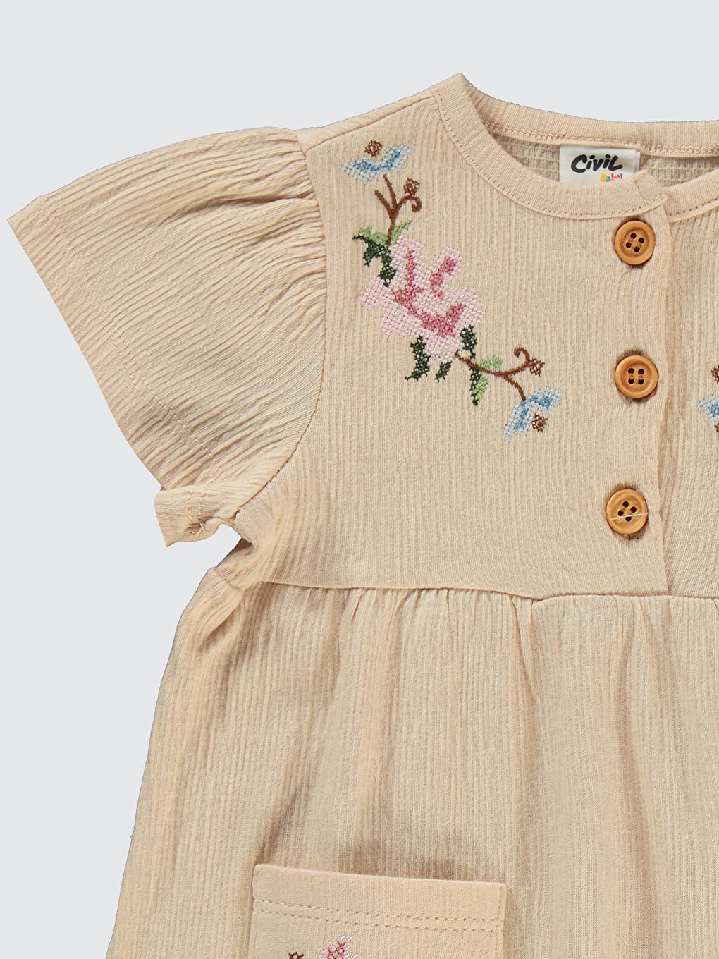 Civil Baby Kız Bebek Elbise 6-18 Ay Bej - 2