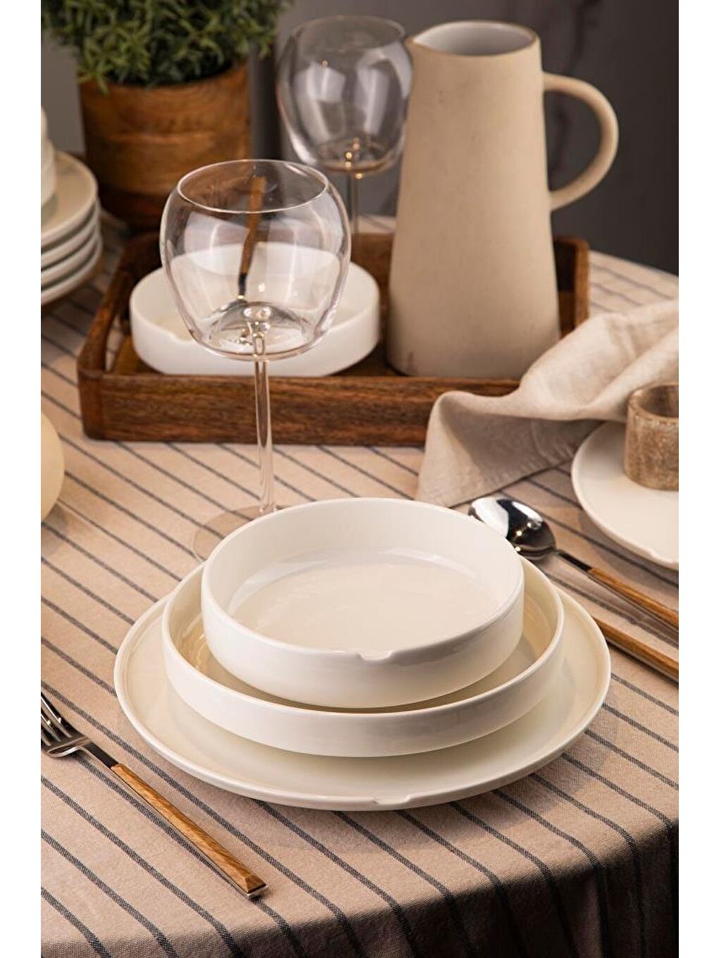 Bej Bone Chef Taste Of 18 Parça 6 Kişilik Yemek Takımı-1