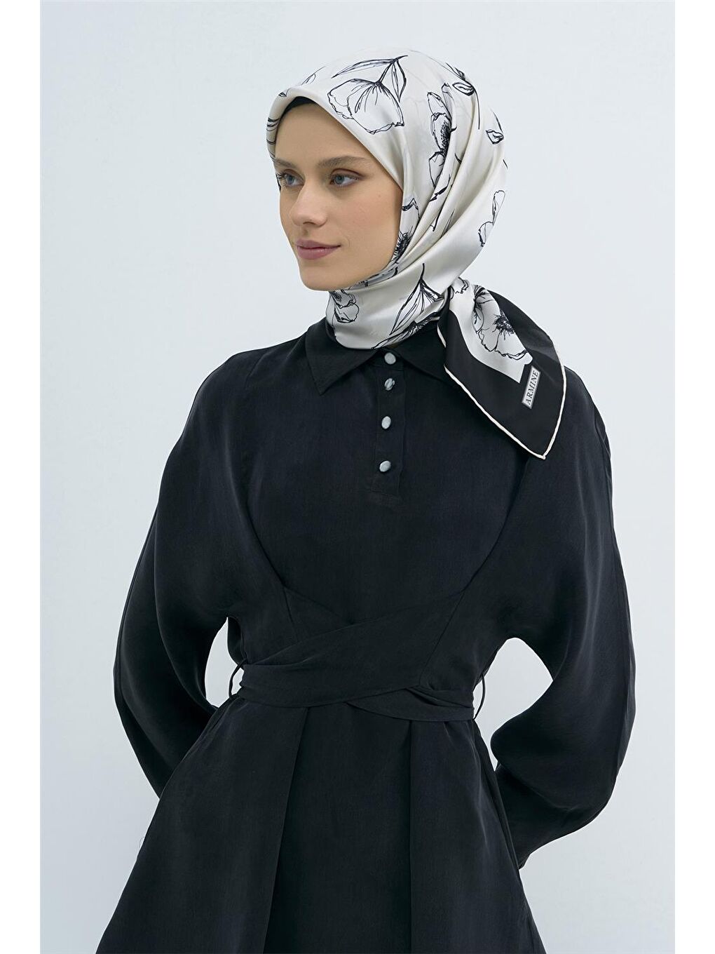 Ekru Saf İpek Twill Eşarp 9536D 38