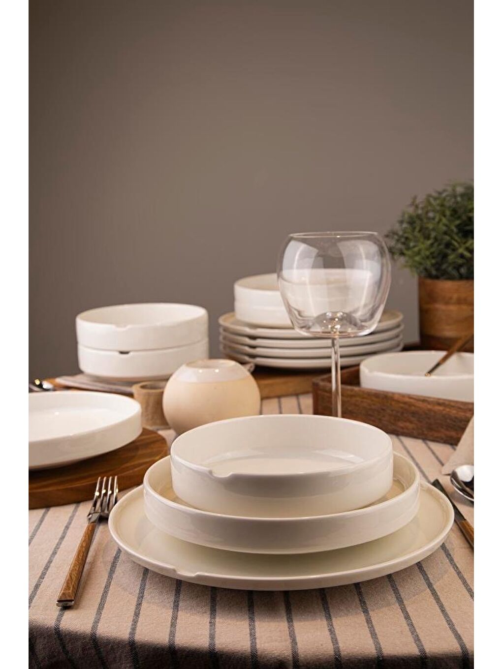 Bej Bone Chef Taste Of 18 Parça 6 Kişilik Yemek Takımı-2