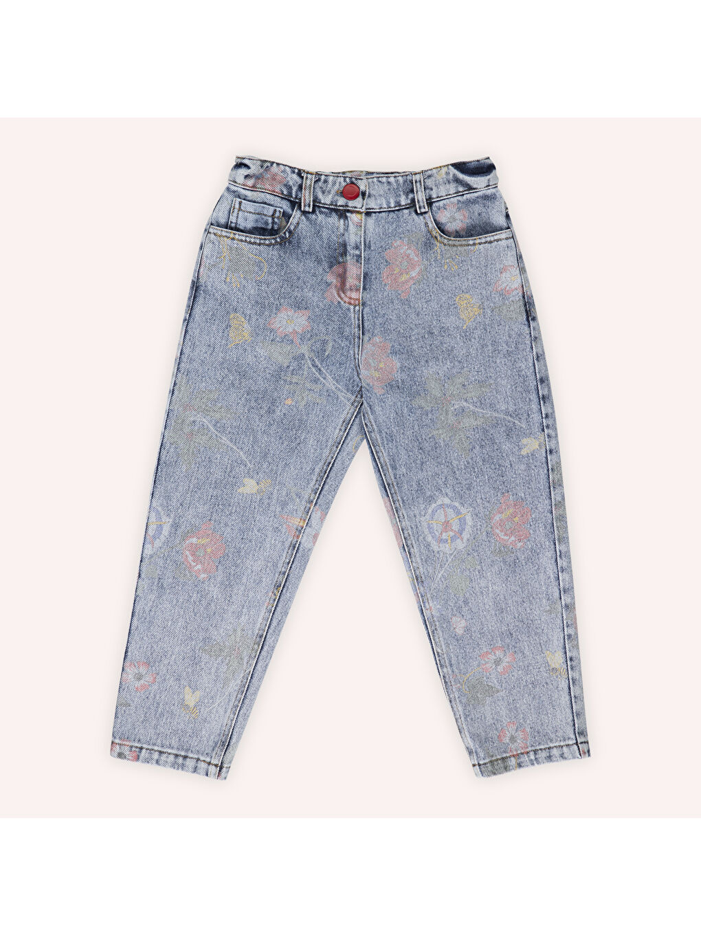 Mavi Kız Çocuk Desenli Pantolon-3